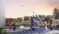 Adda Zone with Sculptures and Planters